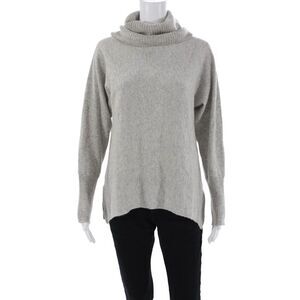 Lusso Women's Turtleneck Long Sleeves Cashmere Pullover Sweater Gray Size M